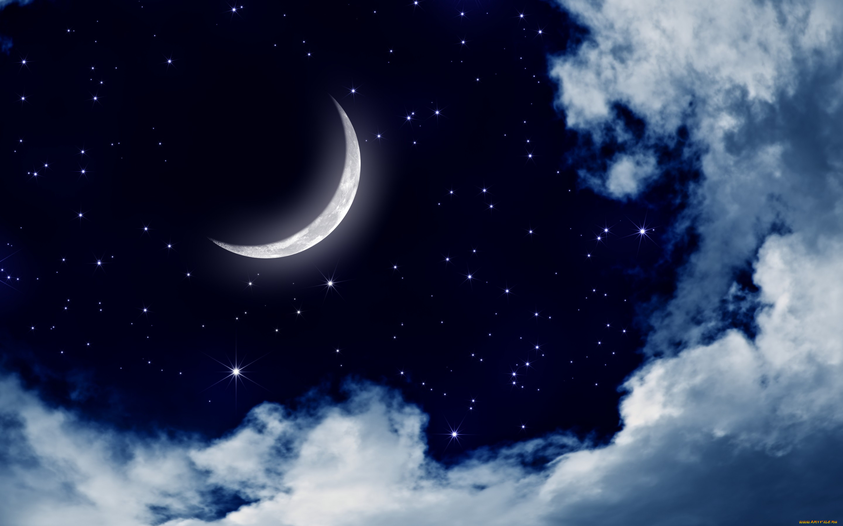 , , landscape, night, , , , , moon, clouds, , stars, 